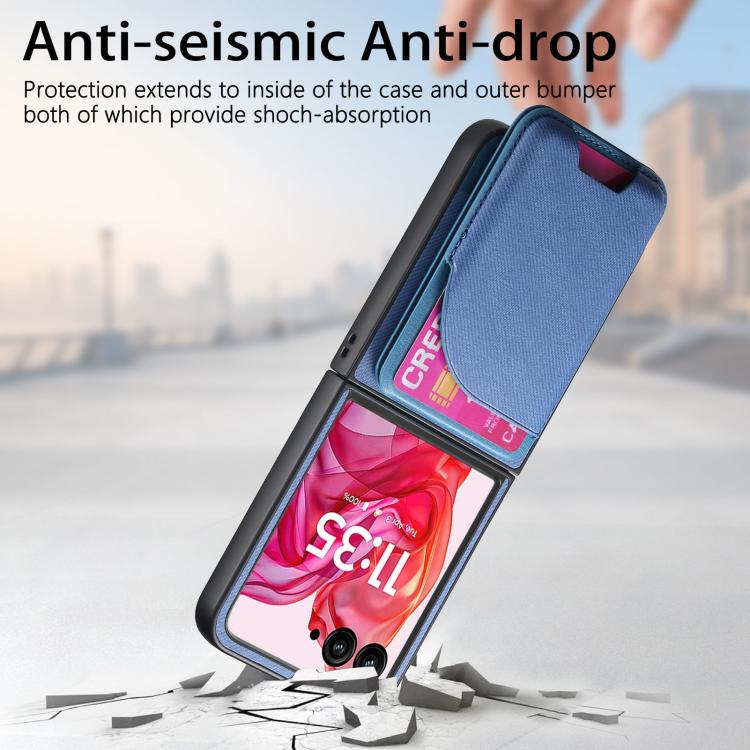 For Motorola Razr 40 Ultra Twill Fabric Leather Skin Card Bag Magnetic Back Phone Case