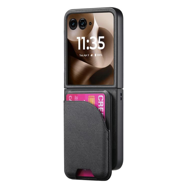 For Motorola Razr 60 Twill Fabric Leather Skin Card Bag Magnetic Back Phone Case