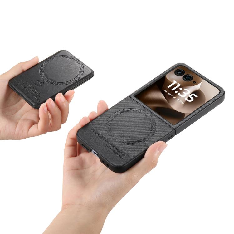 For Motorola Razr 60 Twill Fabric Leather Skin Card Bag Magnetic Back Phone Case