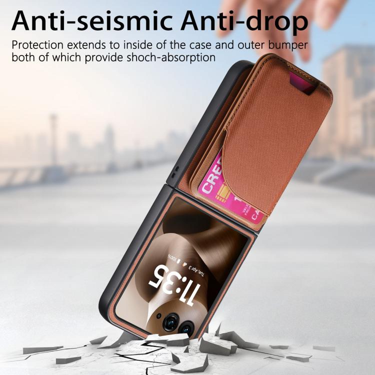 For Motorola Razr 60 Twill Fabric Leather Skin Card Bag Magnetic Back Phone Case