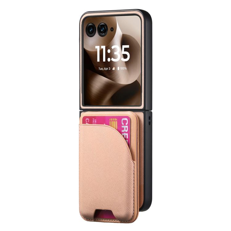 For Motorola Razr 60 Twill Fabric Leather Skin Card Bag Magnetic Back Phone Case