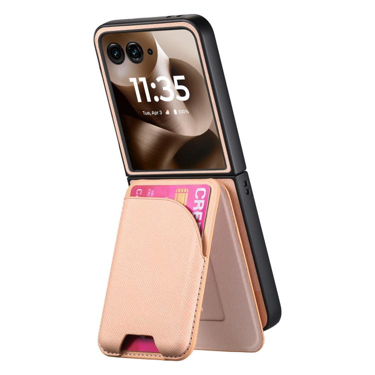 For Motorola Razr 60 Twill Fabric Leather Skin Card Bag Magnetic Back Phone Case