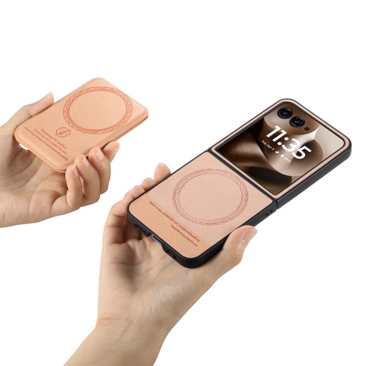 For Motorola Razr 60 Twill Fabric Leather Skin Card Bag Magnetic Back Phone Case