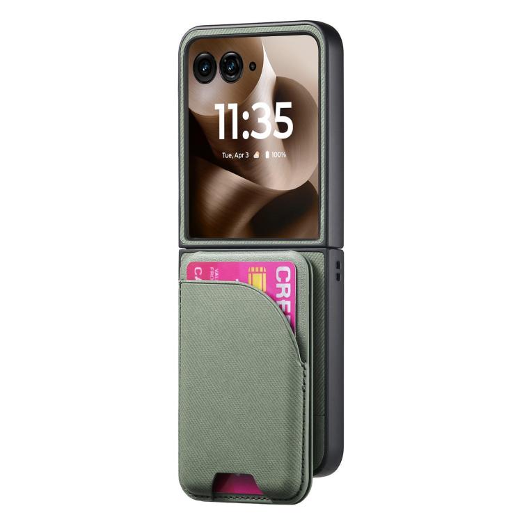 For Motorola Razr 60 Twill Fabric Leather Skin Card Bag Magnetic Back Phone Case