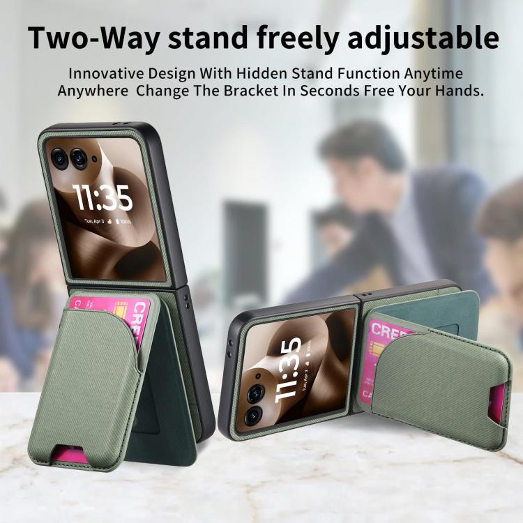 For Motorola Razr 60 Twill Fabric Leather Skin Card Bag Magnetic Back Phone Case