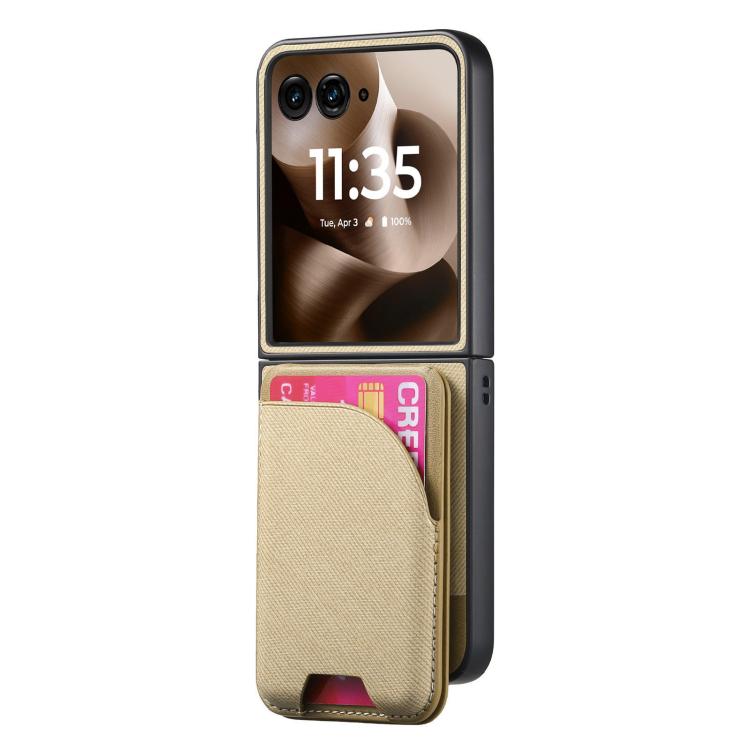 For Motorola Razr 60 Twill Fabric Leather Skin Card Bag Magnetic Back Phone Case