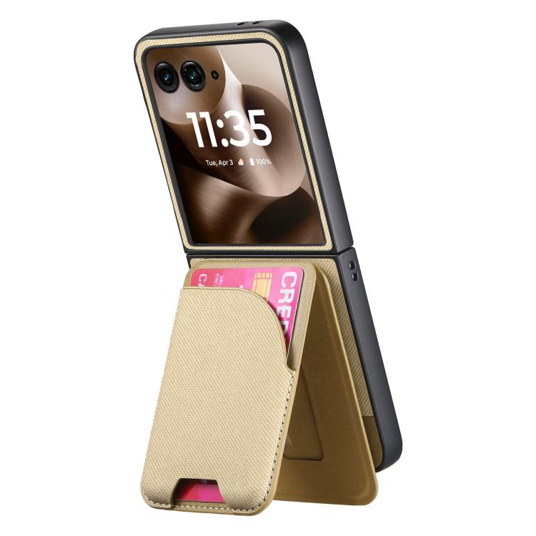 For Motorola Razr 60 Twill Fabric Leather Skin Card Bag Magnetic Back Phone Case