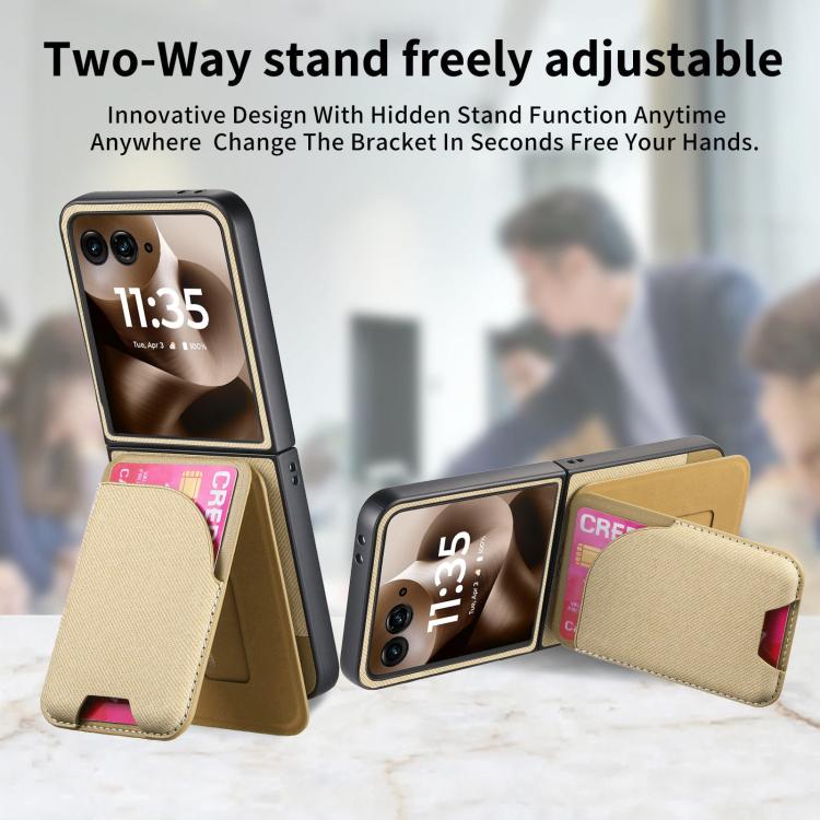For Motorola Razr 60 Twill Fabric Leather Skin Card Bag Magnetic Back Phone Case