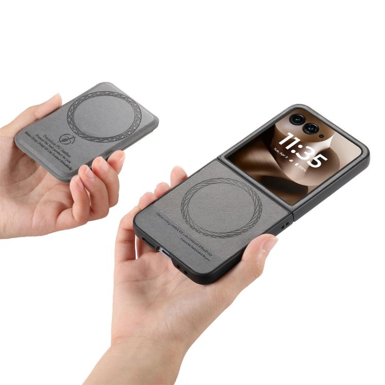 For Motorola Razr 60 Twill Fabric Leather Skin Card Bag Magnetic Back Phone Case