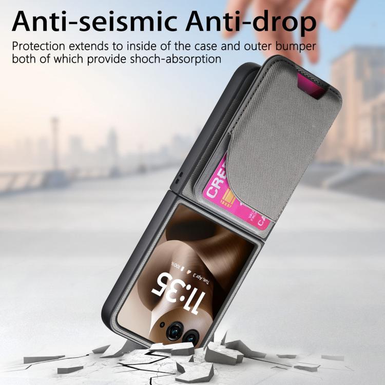 For Motorola Razr 60 Twill Fabric Leather Skin Card Bag Magnetic Back Phone Case