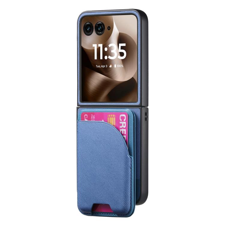 For Motorola Razr 60 Twill Fabric Leather Skin Card Bag Magnetic Back Phone Case