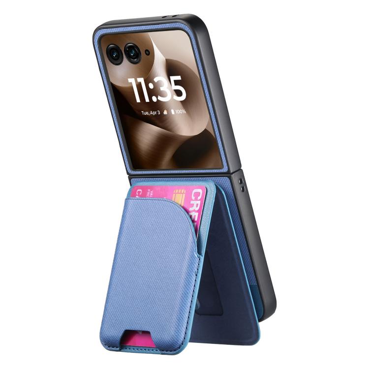 For Motorola Razr 60 Twill Fabric Leather Skin Card Bag Magnetic Back Phone Case