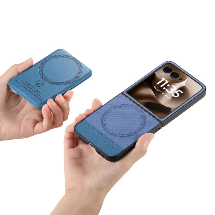 For Motorola Razr 60 Twill Fabric Leather Skin Card Bag Magnetic Back Phone Case