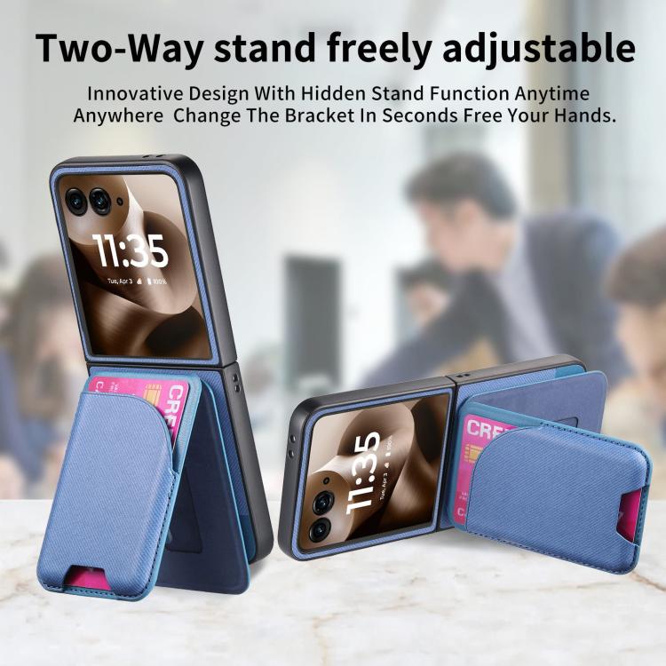For Motorola Razr 60 Twill Fabric Leather Skin Card Bag Magnetic Back Phone Case