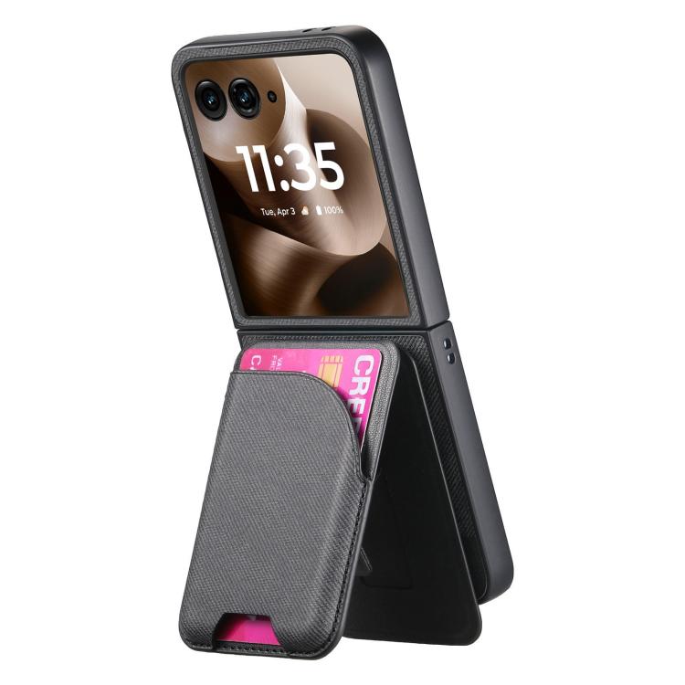 For Motorola Razr 60 Ultra Twill Fabric Leather Skin Card Bag Magnetic Back Phone Case