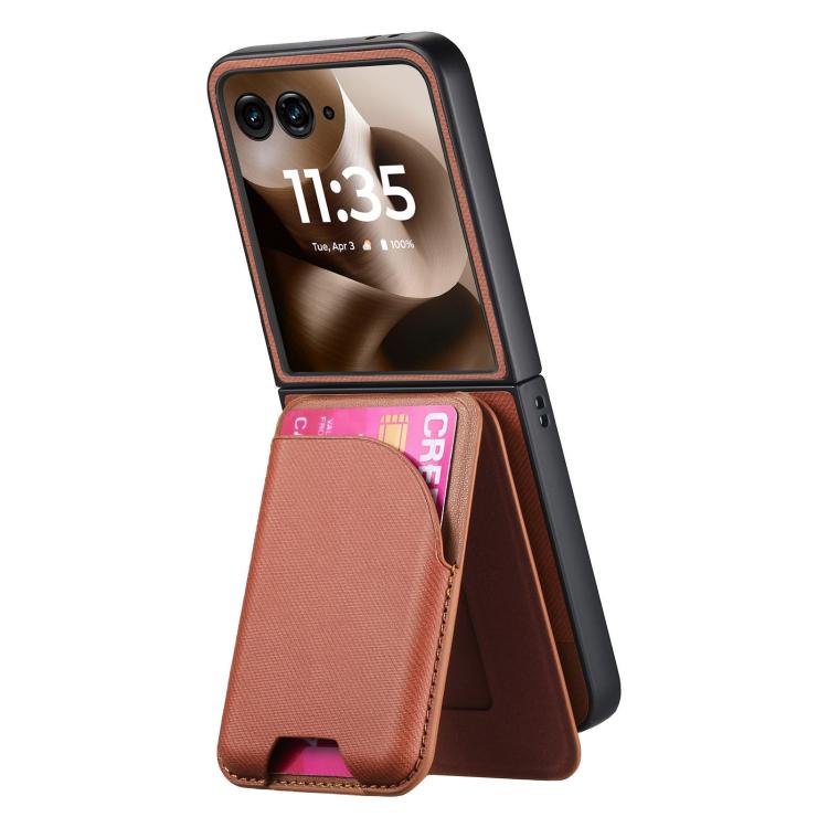 For Motorola Razr 60 Ultra Twill Fabric Leather Skin Card Bag Magnetic Back Phone Case
