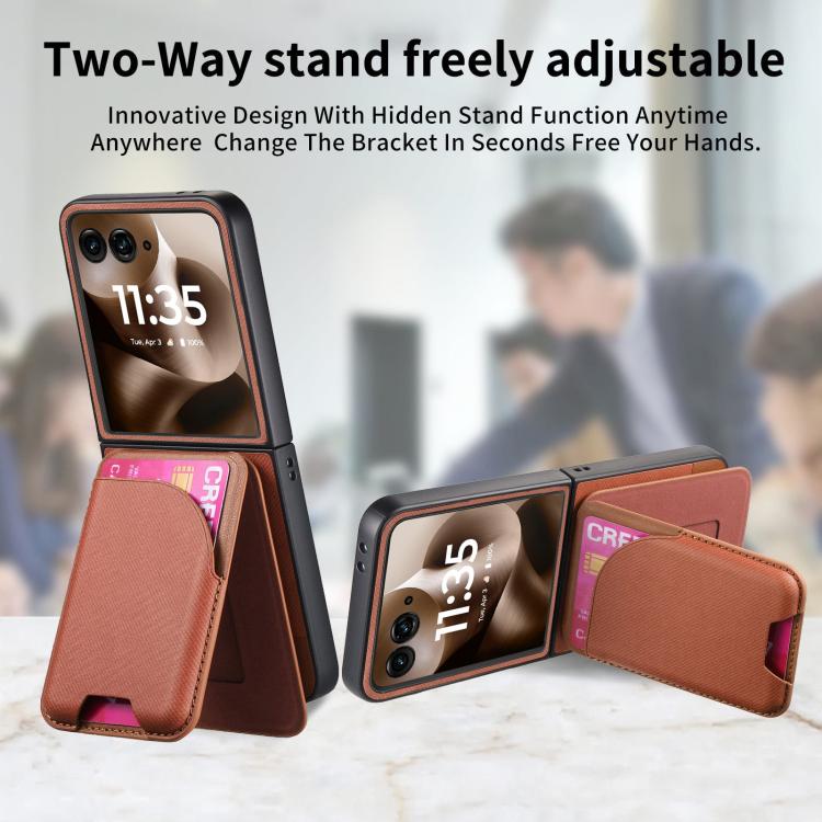 For Motorola Razr 60 Ultra Twill Fabric Leather Skin Card Bag Magnetic Back Phone Case
