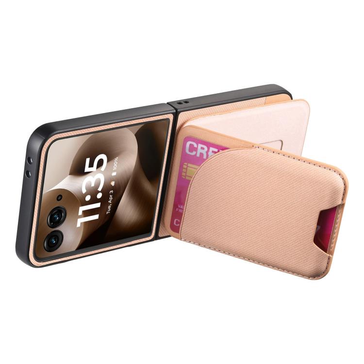 For Motorola Razr 60 Ultra Twill Fabric Leather Skin Card Bag Magnetic Back Phone Case