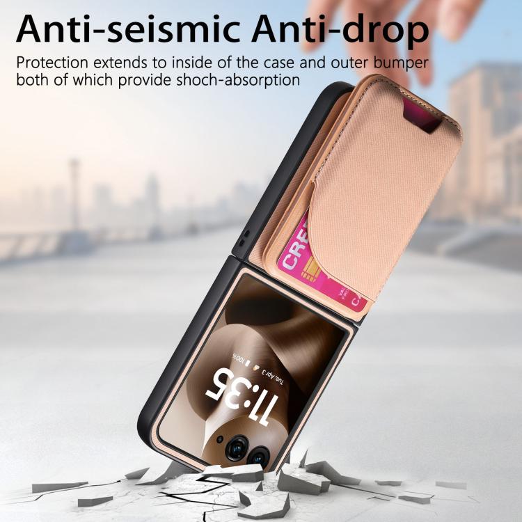 For Motorola Razr 60 Ultra Twill Fabric Leather Skin Card Bag Magnetic Back Phone Case