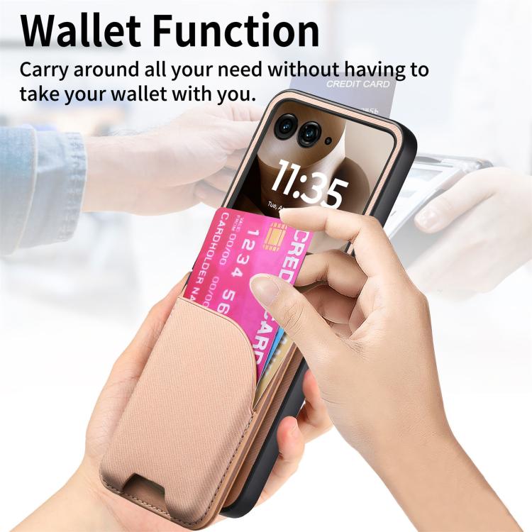 For Motorola Razr 60 Ultra Twill Fabric Leather Skin Card Bag Magnetic Back Phone Case
