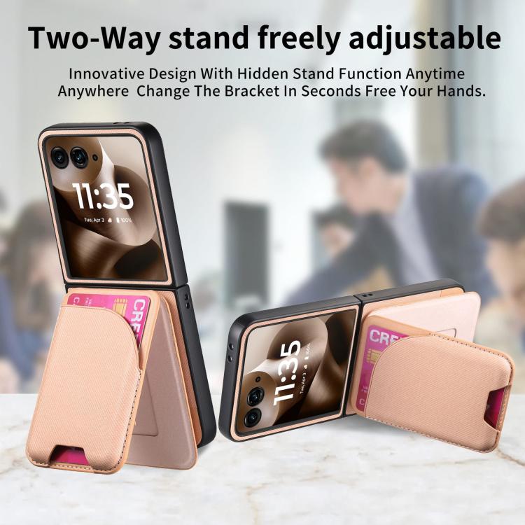 For Motorola Razr 60 Ultra Twill Fabric Leather Skin Card Bag Magnetic Back Phone Case