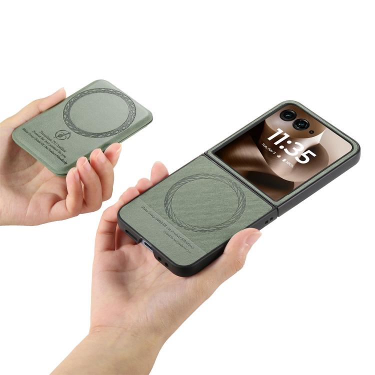 For Motorola Razr 60 Ultra Twill Fabric Leather Skin Card Bag Magnetic Back Phone Case