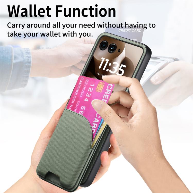 For Motorola Razr 60 Ultra Twill Fabric Leather Skin Card Bag Magnetic Back Phone Case