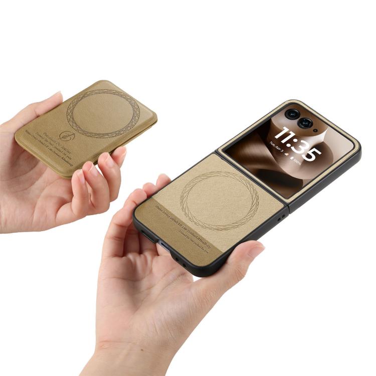 For Motorola Razr 60 Ultra Twill Fabric Leather Skin Card Bag Magnetic Back Phone Case