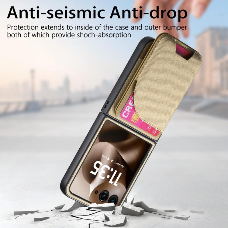 For Motorola Razr 60 Ultra Twill Fabric Leather Skin Card Bag Magnetic Back Phone Case