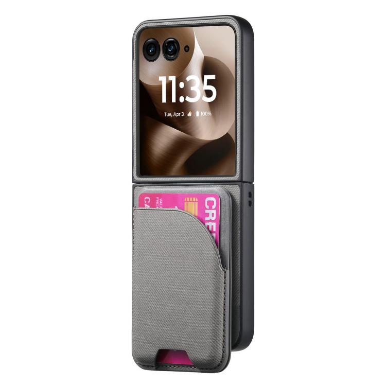 For Motorola Razr 60 Ultra Twill Fabric Leather Skin Card Bag Magnetic Back Phone Case