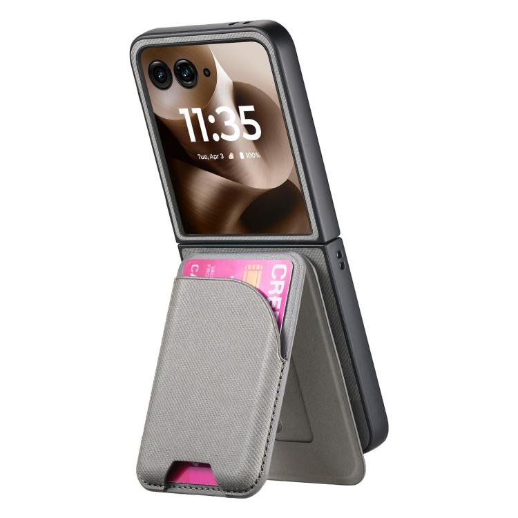 For Motorola Razr 60 Ultra Twill Fabric Leather Skin Card Bag Magnetic Back Phone Case