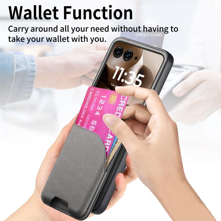 For Motorola Razr 60 Ultra Twill Fabric Leather Skin Card Bag Magnetic Back Phone Case