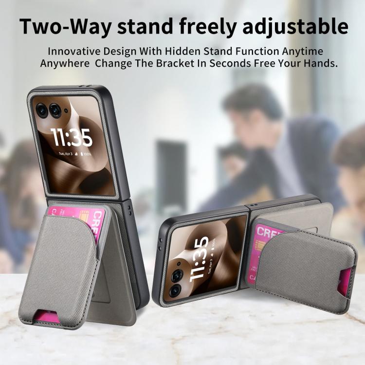 For Motorola Razr 60 Ultra Twill Fabric Leather Skin Card Bag Magnetic Back Phone Case