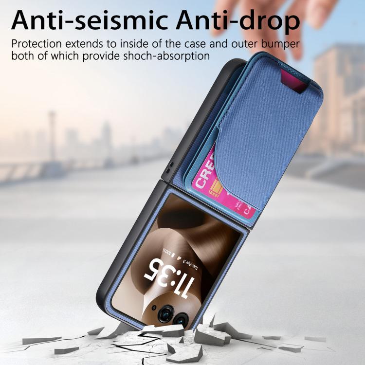 For Motorola Razr 60 Ultra Twill Fabric Leather Skin Card Bag Magnetic Back Phone Case