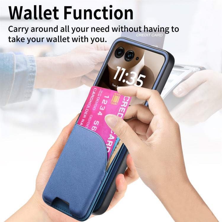 For Motorola Razr 60 Ultra Twill Fabric Leather Skin Card Bag Magnetic Back Phone Case