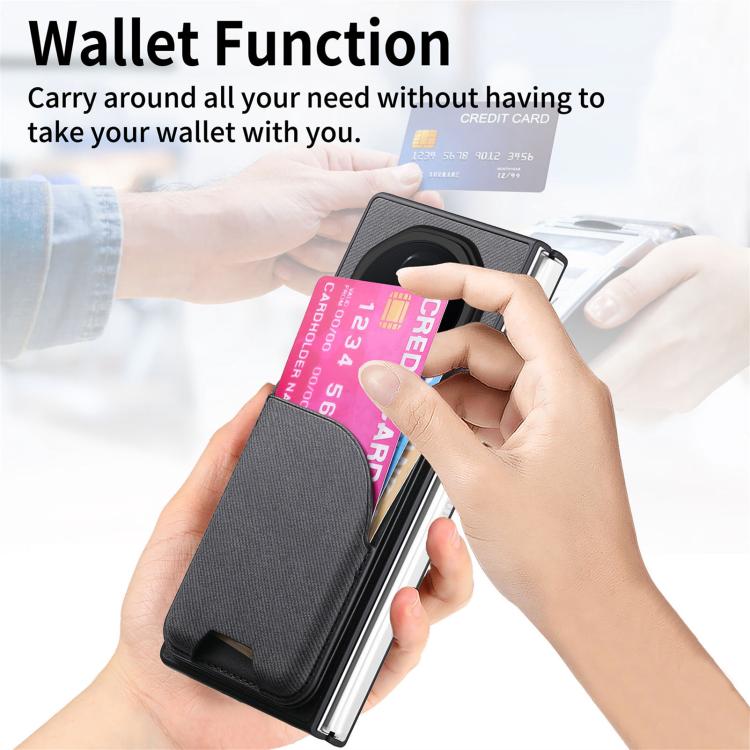 For Honor Magic V3 Twill Fabric Leather Skin Card Bag Magnetic Back Phone Case