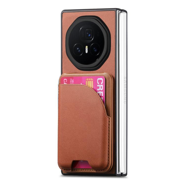 For Honor Magic V3 Twill Fabric Leather Skin Card Bag Magnetic Back Phone Case