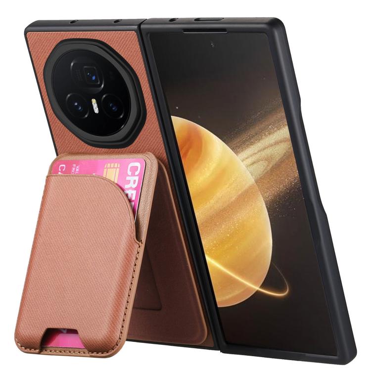 For Honor Magic V3 Twill Fabric Leather Skin Card Bag Magnetic Back Phone Case