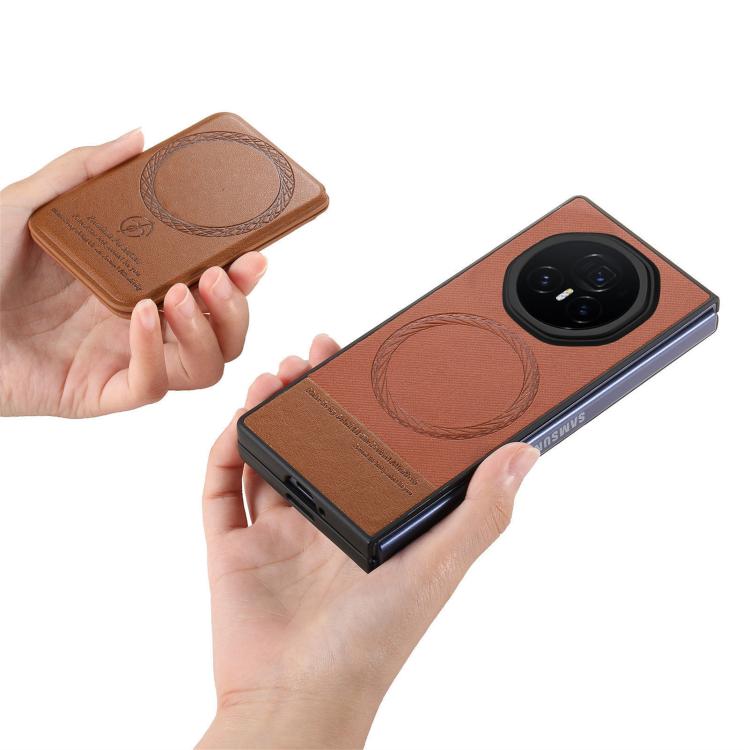 For Honor Magic V3 Twill Fabric Leather Skin Card Bag Magnetic Back Phone Case
