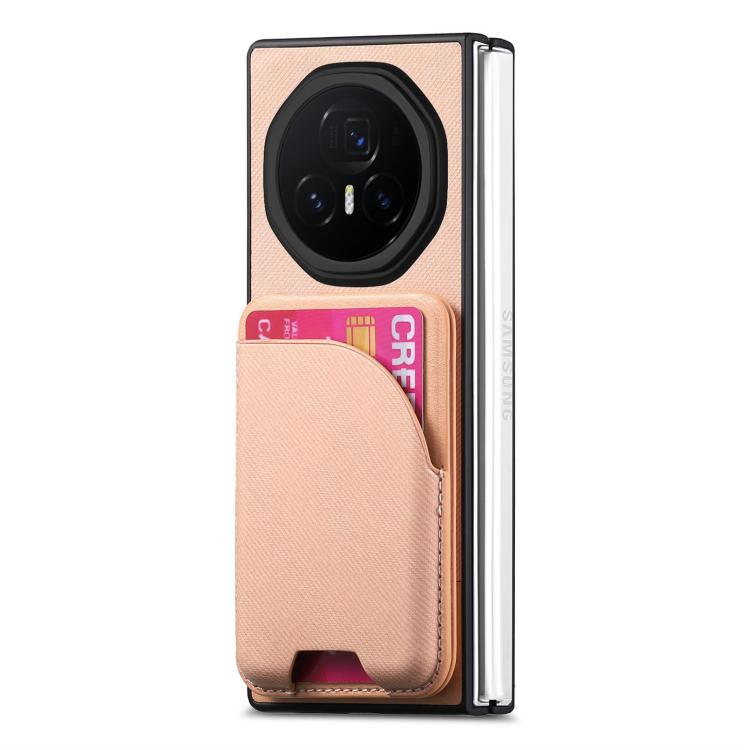 For Honor Magic V3 Twill Fabric Leather Skin Card Bag Magnetic Back Phone Case