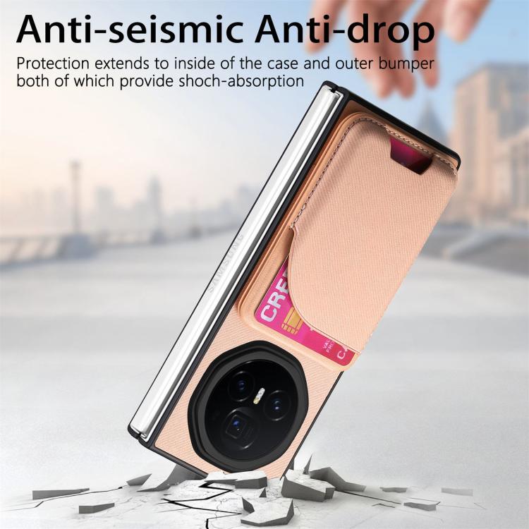 For Honor Magic V3 Twill Fabric Leather Skin Card Bag Magnetic Back Phone Case