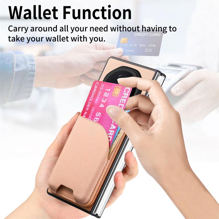 For Honor Magic V3 Twill Fabric Leather Skin Card Bag Magnetic Back Phone Case