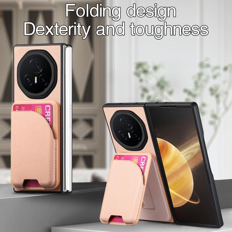 For Honor Magic V3 Twill Fabric Leather Skin Card Bag Magnetic Back Phone Case