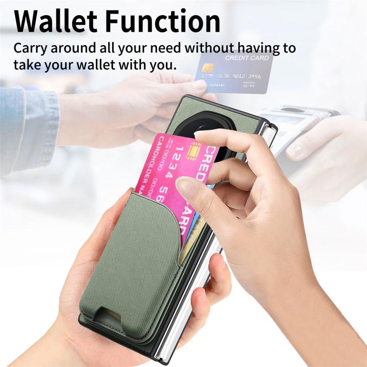 For Honor Magic V3 Twill Fabric Leather Skin Card Bag Magnetic Back Phone Case