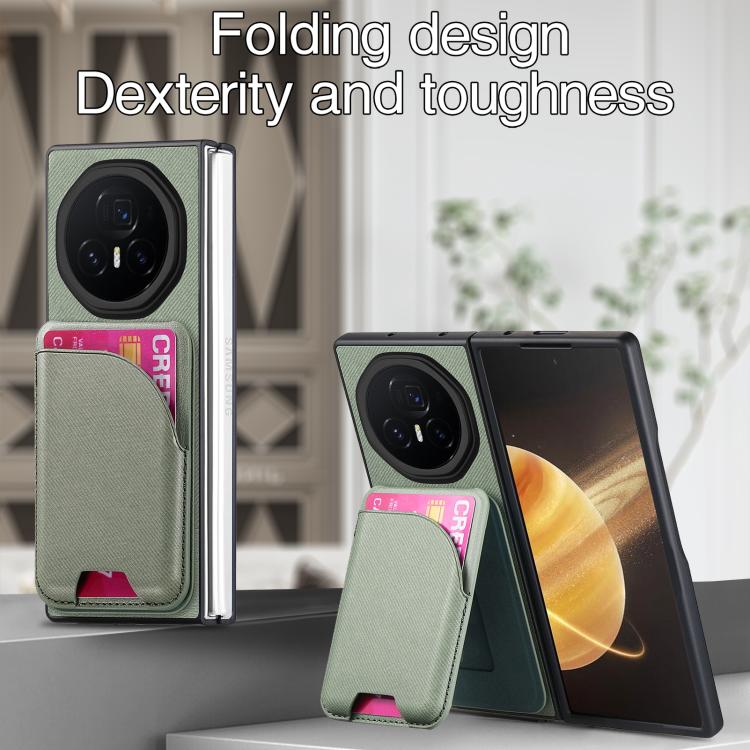 For Honor Magic V3 Twill Fabric Leather Skin Card Bag Magnetic Back Phone Case
