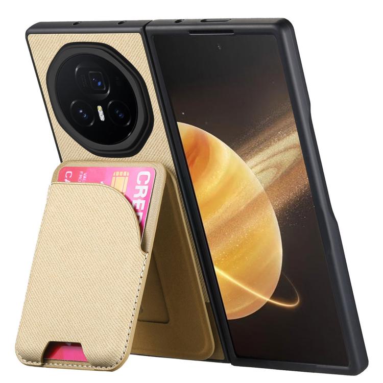 For Honor Magic V3 Twill Fabric Leather Skin Card Bag Magnetic Back Phone Case