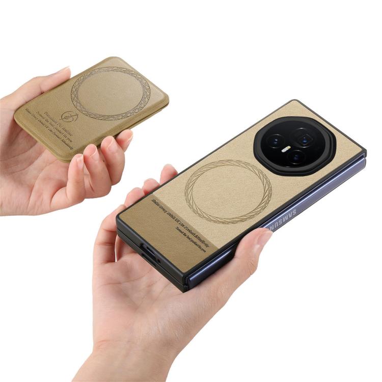 For Honor Magic V3 Twill Fabric Leather Skin Card Bag Magnetic Back Phone Case