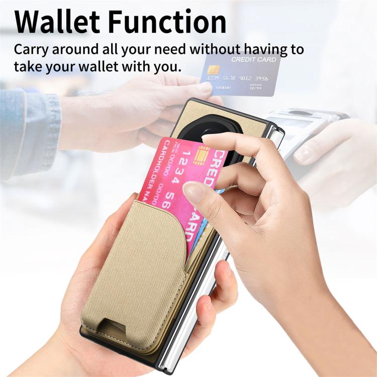 For Honor Magic V3 Twill Fabric Leather Skin Card Bag Magnetic Back Phone Case