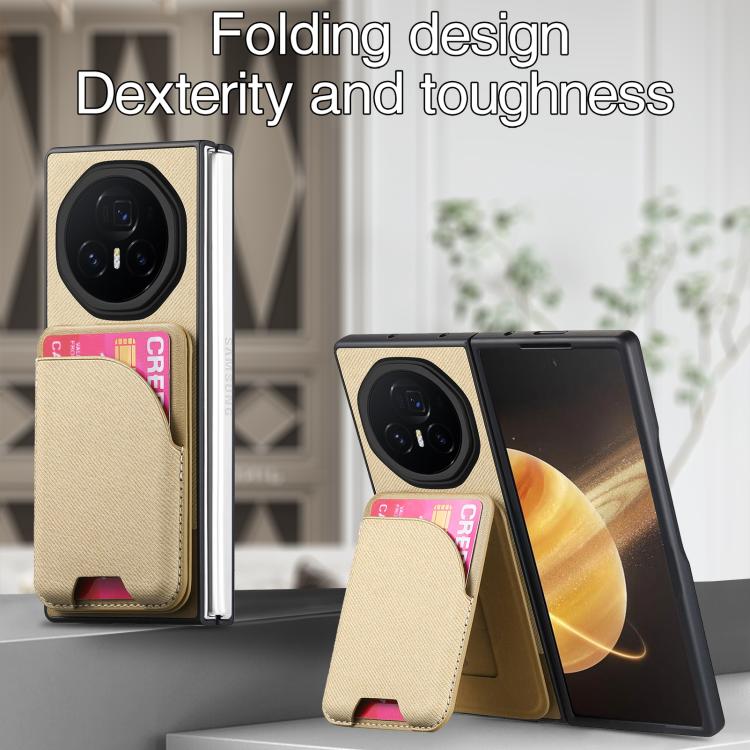 For Honor Magic V3 Twill Fabric Leather Skin Card Bag Magnetic Back Phone Case