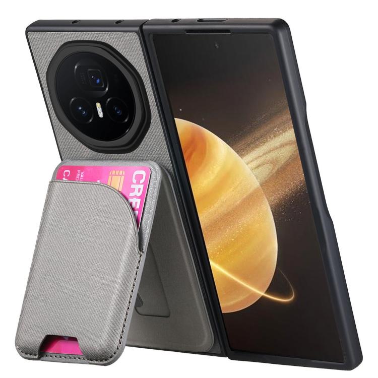For Honor Magic V3 Twill Fabric Leather Skin Card Bag Magnetic Back Phone Case
